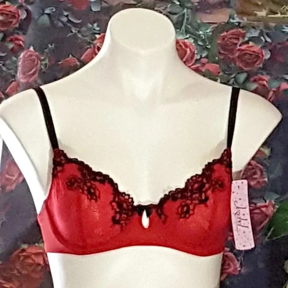 34C Jezebel 10039 Demeure Unlined Balconet UW Bra Red NWT - Picture 2 of 11